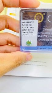 Moissanite Mỹ D/FL có kiểm định GRA và mã số cạnh đầy đủ màu xanh lá 100 giác cắt size 8-8li1 Kim cương moissanite nhân tạo tròn giác hoa cúc phôi gốc không vay màu Đá moissannite USA  đẳng cấp và sang trọng - KIM LỘC PHÁT MX100