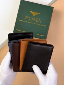 Bóp Ví Nam Da Bò Saffiano Dáng Đứng Cao Cấp P004-SN Nhiều Ngăn Nhỏ Gọn Tiện Lợi - BH 12 tháng