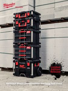 Black Tool Box with Stackable Storage