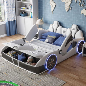 Childrens Bed Boy Cartoon Bed for Car with Fence Single 1.5 M Patchwork Girls Bed Kid Bed Sports Car Type