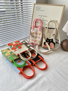 Korean Style Mini Knitted Phone Bag Cute Single Shoulder Crossbody Bag for Outdoors Student Fashion Accessory Soft Polyester