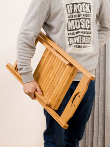 Bamboo Foldable Small Bench with Backrest Foldable Chair Portable Maza Outdoor Fishing Stool Low Stool For Home