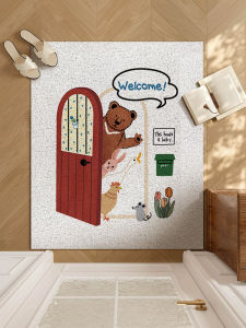 Luxurious French Country Cartoon Animal Door Mat Entrance Hallway Rug PVC Material Anti Dirt Wear Resistant Machine Knitted Long Rectangle