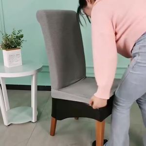 Jacquard Chair Cover Stretch XL Size Long Back Dining Chair Covers Seat Slipcovers For Wedding Dining Room Chairs For Kitchen