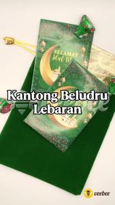 Kantong Beludru Lebaran - Amplop Angpao Ramadhan Warna Hijau & Emas