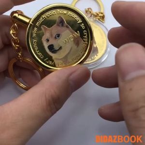 Móc Treo Chìa Khóa xe máy ô tô xe hơi Bitcoin Dogecoin đẹp sáng kim loại mạ vàng 24k bền bỉ chắc chắn MK01