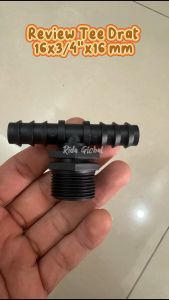 Tee konektor 16mm drat luar ke 3/4 inchi untuk menyambungkan selang aerasi ukuran 16/25mm