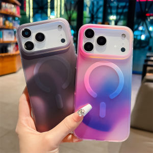 เคสโทรศัพท์มือถือลายไล่สีหรูหราแบบออโรร่าเลเซอร์ สำหรับ iPhone 17 Air 16 15 14 Plus 13 Pro Max รองรับแม่เหล็ก Magsafe ป้องกันการกระแทก