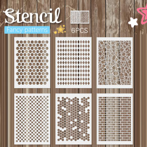 6 Pcs A4 Geometric Pattern Stencil Set - Reusable Templates for DIY Crafts on Walls Fabric Canvas Furniture and Home Decor