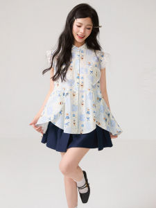 KEIKO | Bear Print Flared Shirt