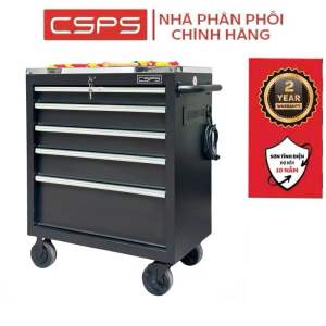 Tủ dụng cụ CSPS 76cm - 05 hộc kéo không nâng hạ màu đen (mặt inox)