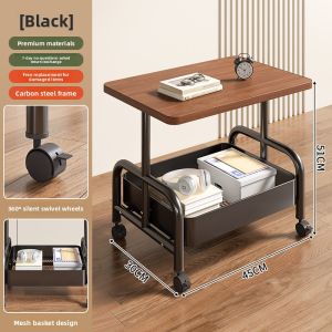 Mobile Sofa Side Table Living Room Snack Storage Rack Bedside Shelf High Table Tea Set Small Caddy Modern Simple Style Wood