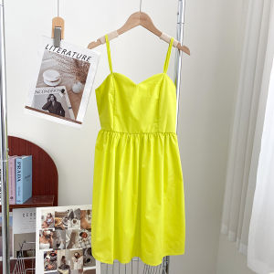 French Style Design Fashionable All-Match V-neck High Waist Slim Looking Sling Backless Dress Short Skirt Womens Trendy Base Skirt