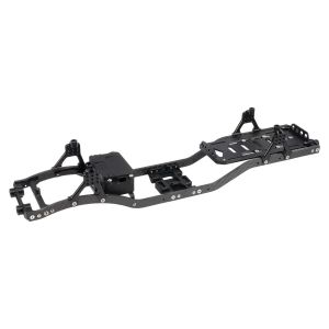 SCX10 Chassis Set for 1/10 RC Crawler W/ Carbon Fiber Rails Metal Brace Skid Plate Adjustable Shock Mount Radio Box Battery Tray