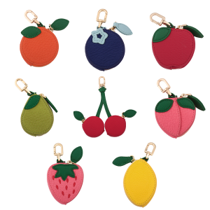 Mini Cherry Fruit Shape Coin Purse Strawberry Cute PU Leather Pendant Korean Style Keychain Earphone Bag Mini Storage Bag