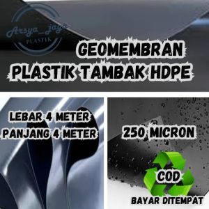 plastik kolam ikan koi lele dan tambak udang lebar 4meter panjang 4 meter tebal 250 micron plastik HDPE geomembran digunakan hingga bertahun-tahun lamanya jenis plastik lembaran berwarna hitam dengan lapisan UV bisa bayar ditempat