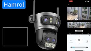 Hamrol 20MP 4 Lens 4 Screen PTZ WiFi Camera 10X Zoom 5G&2.4GHZ Human Detection Wireless CCTV O-KAM App