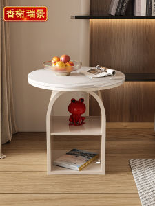 XIANGXIERUIJING | Luxury Cream Style Round Marble Nightstand