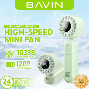 BAVIN BF011 Portable Ultra Light Mini Handheld Foldable Turbo Fan w/ 5-Speed Wind Level & LED Display