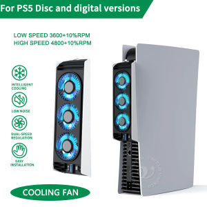 for PS5 disc version and digital version console cooling fan with USB3.0 hub 2-speed adjustment game accessories cooling system