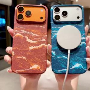 szhaiyu | Carbon Fiber Kevlar Texture Leather Magnetic Phone Case for IPhone 13 14 15 16 17 Pro Max Air Hard Plastic Protective Cover