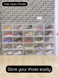 Stackable Solid Clear Shoe Box Storage Container Organizer