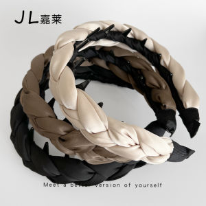 Anti-Slip Braided Hairband Womens High Hairline Wave Design Toothed Hair Clip Wide Cotton Filled New 2025 Fashion Accessory
