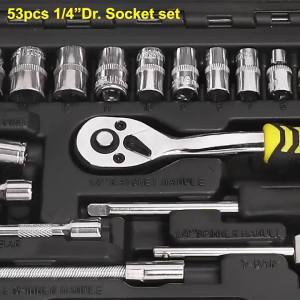 REVO 53pcs Socket Set Multifunctional Wrenches Chrome Vanadium Steel Auto Car Repair Tool Box Set