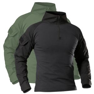 Outdoor Tactical Hiking T-Shirts Men Combat Shirt Camo Long Sleeve Hunting Clothes Climbing Shirt Wear Resistant Cotton Sport