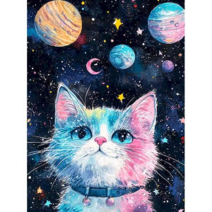 Kayou | Paint By Number Galaxy Cat Drawing on Canvas HandPainted Painting Art Gift DIY Pictures By Number Planets Kits Home Decor