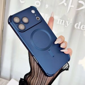 Sơn Kim Loại Sang Trọng Vỏ Điện Thoại iPhone TPU Mềm Từ Tính Cho Pro Max Magsafe Tương Thích Chống Rơi Vỏ Bảo Vệ Camera Chống Bụi