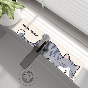 Kitchen Sink Mat Bathroom Washstand Cup Mat Drain Pad Faucet Water Absorbent Pad Splash Proof Home Use Cartoon Style