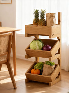 Simple Wooden Multi-Layer Storage Rack for Living Room Snacks And Vegetables Kitchen Fruit Basket Home Organization Tool