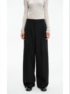 Merino Wool Blend Red Pleated Trousers Casual Wear
