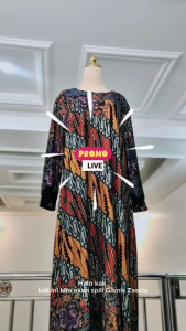 Gamis Wanita Zaskia Bahan Calvin Jeans Motif Batik Size L XXL LD 110 110 Baju Dress Muslim Terbaru