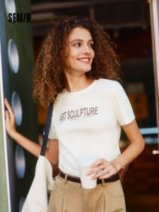 Áo Thun Nữ Semir Tay Ngắn Mùa Hè 2024 in Chữ Cotton Thường Ngày Dáng Ôm Vừa Vặn Cổ Tròn Tay Ngắn Thiết Kế Nhỏ