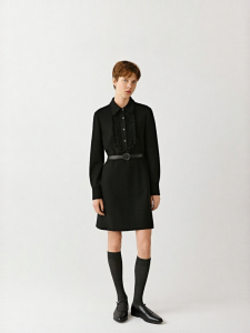 ICICLE | Autumn Thick Elastic Wool Rome Fabric Short Dress