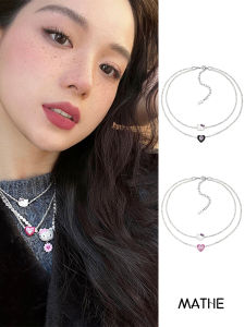 HelloKitty Heart Shaped Necklace Womens Summer Luxury Design Layered Clavicle Chain Fashion Jewelry Alloy Plated Silver Gold