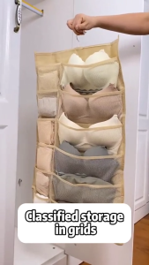 SimHome Double-sided Cloth Hanging Storage Bag Underwear Socks Bra Panties Underpants Wardrobe Organizer Hanger Wall Door Organizer Hanger Beg simpanan