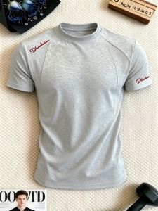 ZHUOCAN | Áo Thun Đính Hoa Văn Vai Đều Form Rộng Kiểu Mô Phỏng