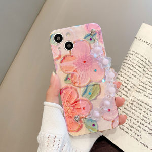 Phone Casing Samsung A16 A06 S24 fe A55 A35 A25 A15 A05s A05 S23 fe ultra S23+ A54 A34 A24 A14 M14 5g 2024 New 3D Peach Flower Pattern Oil Painting Design with Bracelet Rubber Soft Case Samsung Galaxy A55 5G Fashion Casing Cover