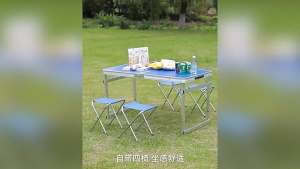 Bộ bàn ghế gấp gọn AMIHOUSE Bộ bàn ghế gấp gọn chất liệu hợp kim nhôm cao cấp dễ dàng mang đi cắm trại kèm 4 ghế