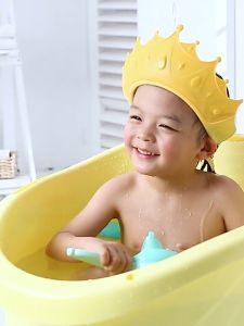 Adjustable childrens shower Shampoo Cap Crown shape Shampooer cap Baby ear Protection Safe Baby shampooer cap Child shampooer