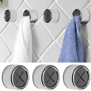 Towel Storage Racks Self Adhesive Towel Holder Hook Round Wall Mount Towel Holder Bathroom Kitchen Dishcloth Hanger Racks
