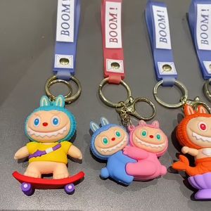 Labubu Keychain Car Keyring Labubu Key Holder Cute Cartoon Toy Labubu Gift Messi Labubu Toys for kids