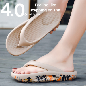 รองเท้าแตะส้นหนาสำหรับผู้หญิง รองเท้าแตะชายหาด ฤดูร้อน 2024 รองเท้าแตะแบบสวมสบาย รองเท้าแตะส้นแบน EVA สวมใส่สบาย