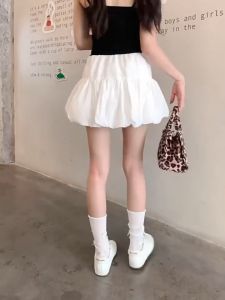Chân váy bí ngô  váy ngắn dáng bí xòe phong cách Coquette màu đen trắng