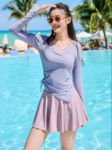 XTEP | Conservative Long Sleeve Irregular Separated Swimwear for Women