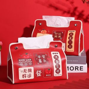 Thickened Chinese Style Tissue Box Restaurant Living Room Car Waterproof Storage Box New Trend Household Organizer