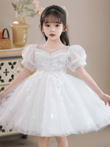 Princess Style Girls Dress Summer Outfit Tulle Skirt Performance Kindergarten Graduation Ceremony Wedding Dress Childrens Clothing